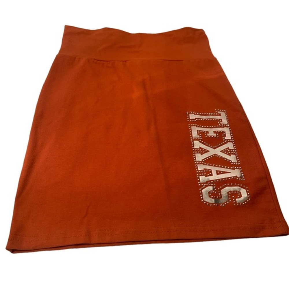 Chicka-d Burnt Orange Sparkling Texas Skirt Size 8 NWOT